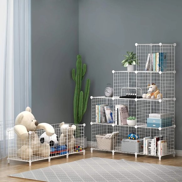 Wire Cube Storage, Storage Shelves 6 Cube Bookshelf Bookcase Closet Organizer - Picture 1 of 6
